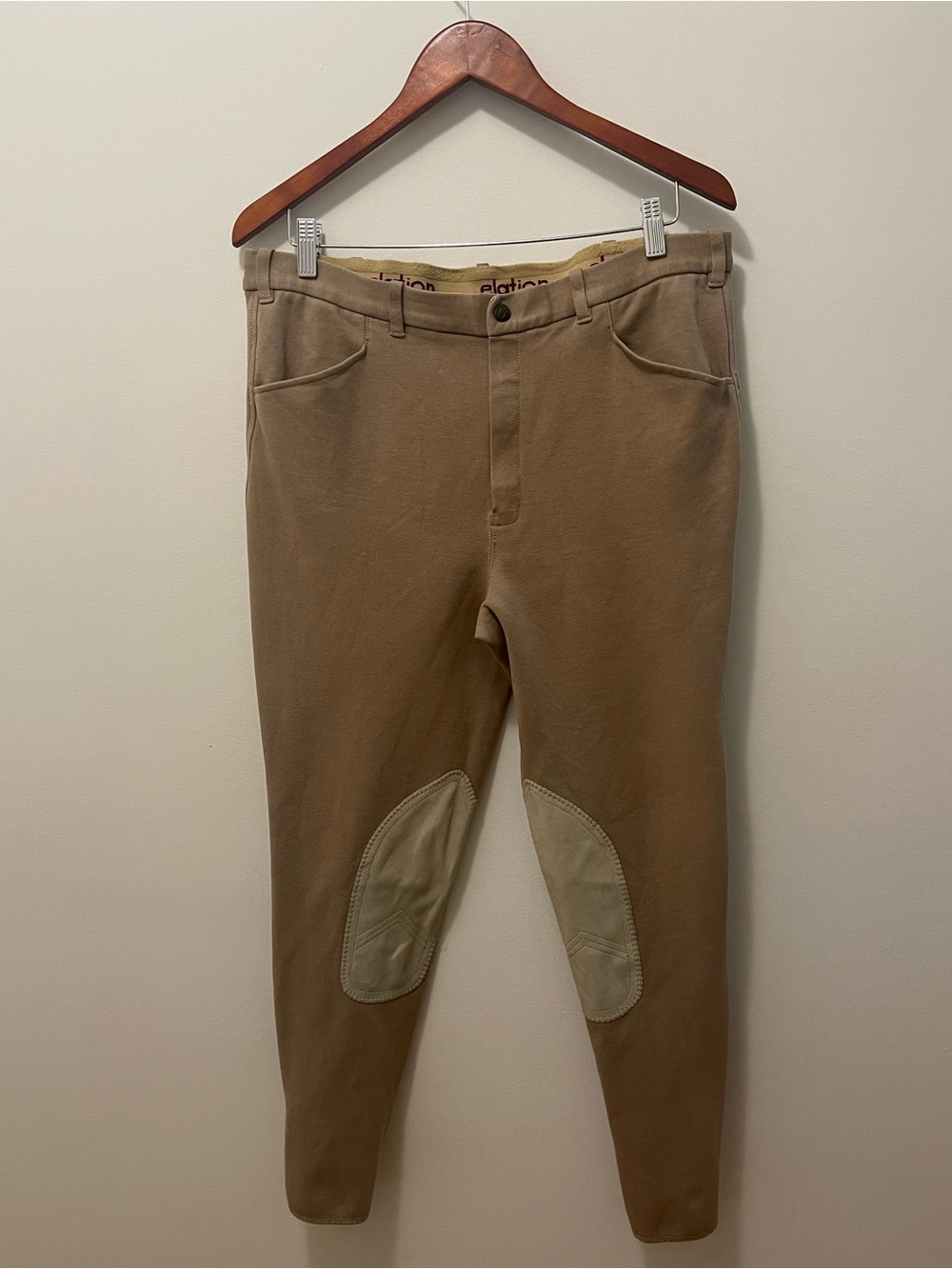 Men's Tan Equestrian Breeches with Knee Patches